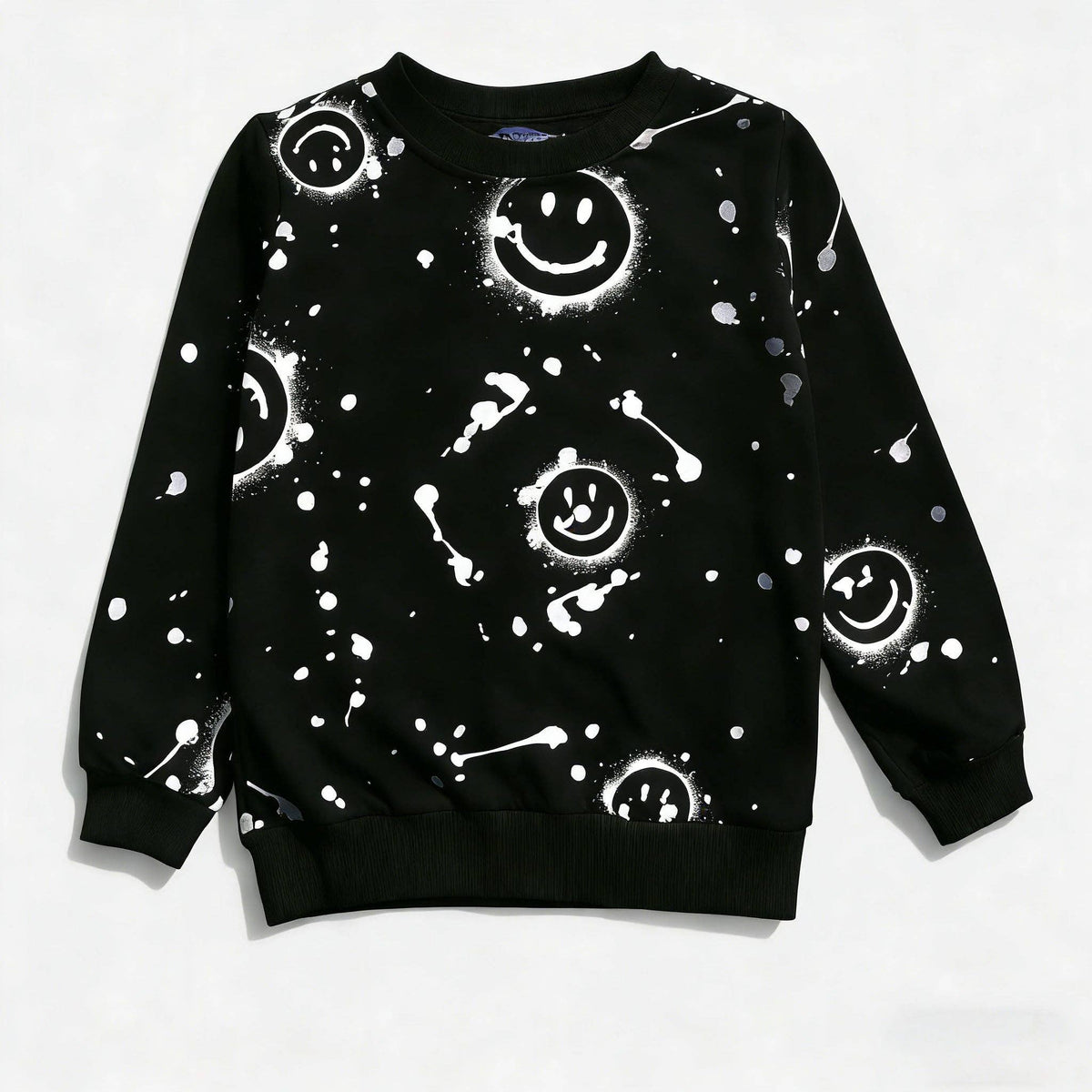 Black All-Over Smiley Jogger Set