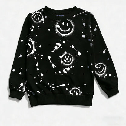 Black All-Over Smiley Jogger Set