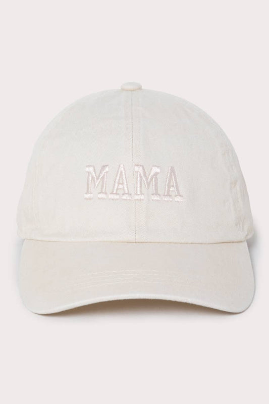 MAMA Embroidered Beige Hat