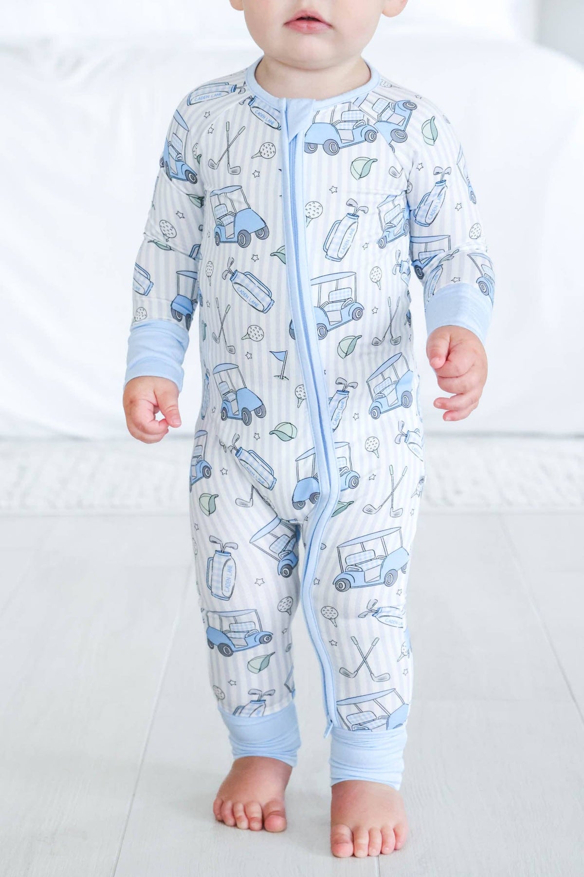 Caddie Crew Blue Convertible Bamboo Zip Romper