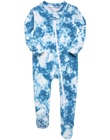Prism Blue Cotton Zipper Footie