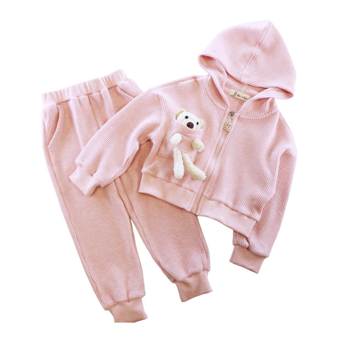 Pink Teddy Hoodie + Jogger Set