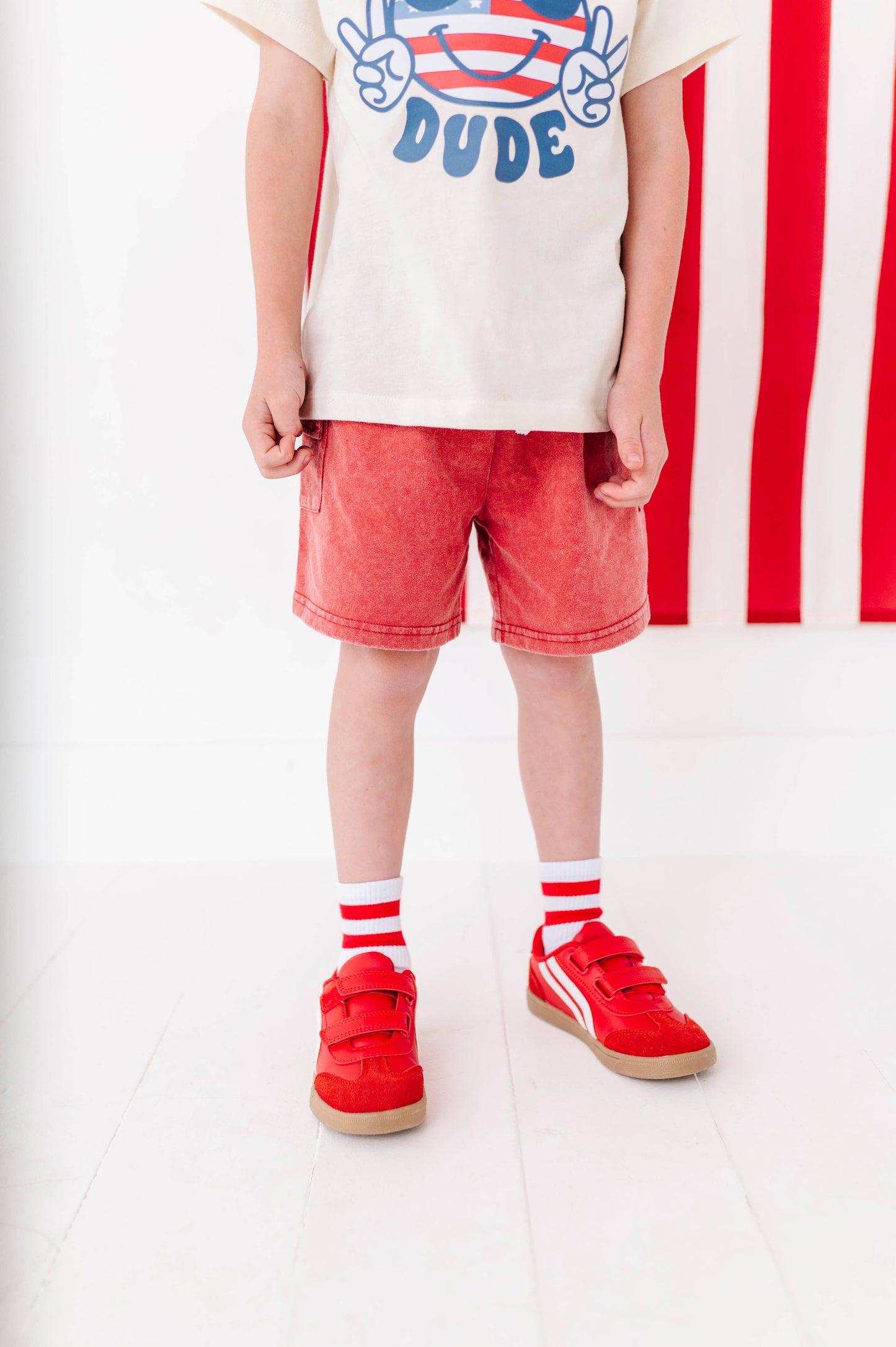 Red Vintage Cargo Shorts