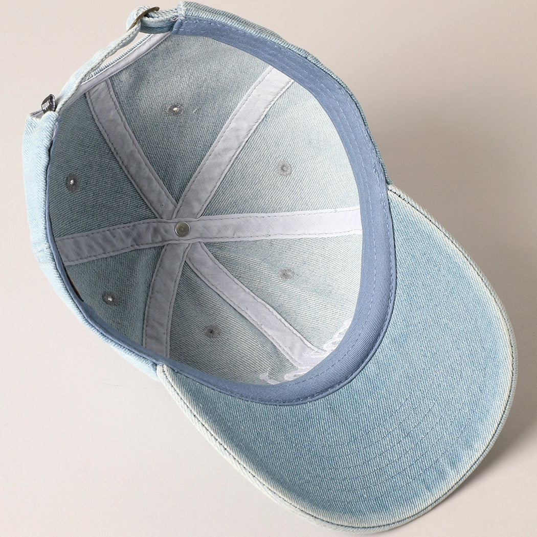 Denim Embroidered 'Mini' Hat