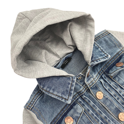Grey Hooded Denim Jacket