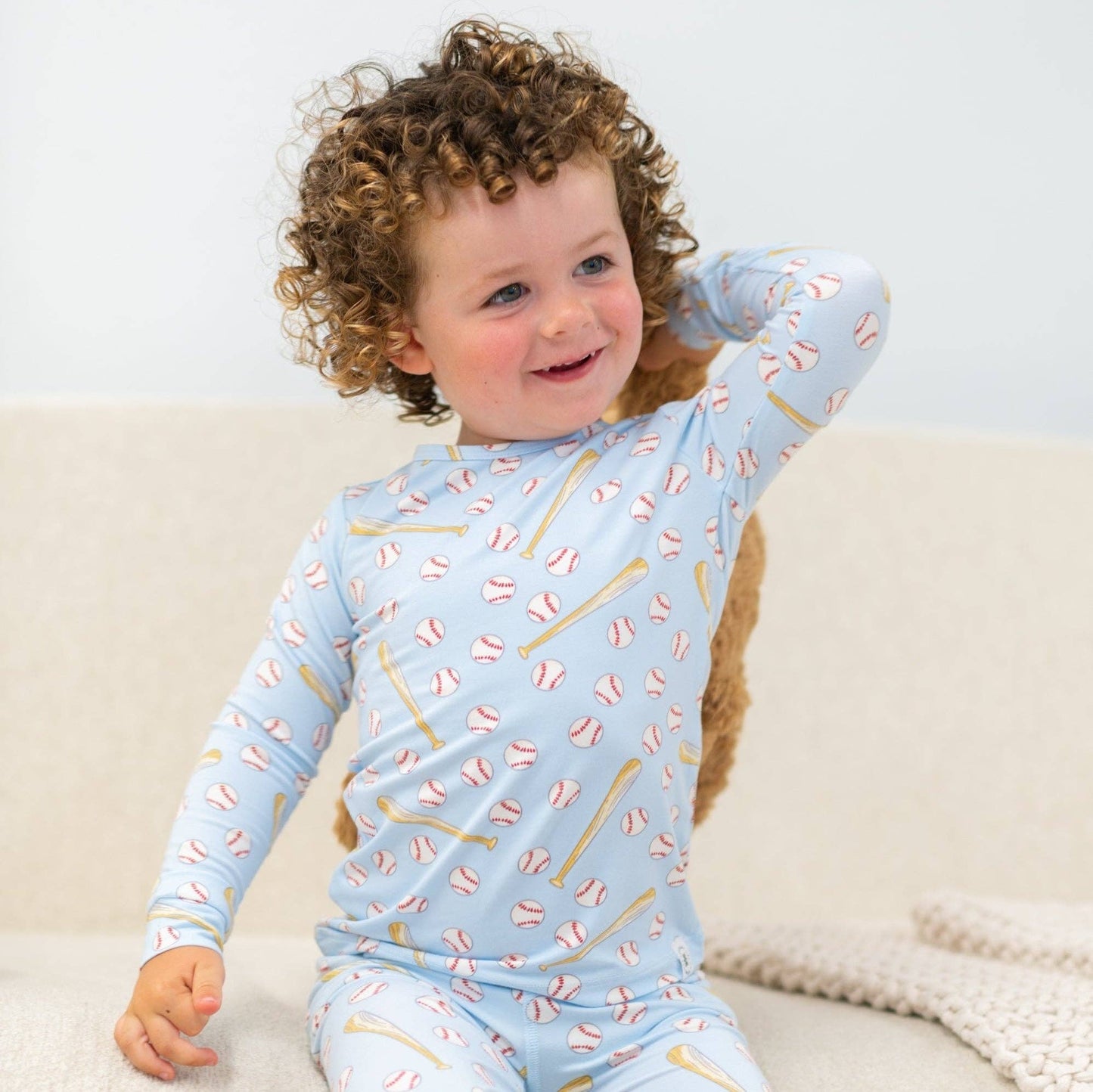 Little Slugger Blue Bamboo Pajama Set