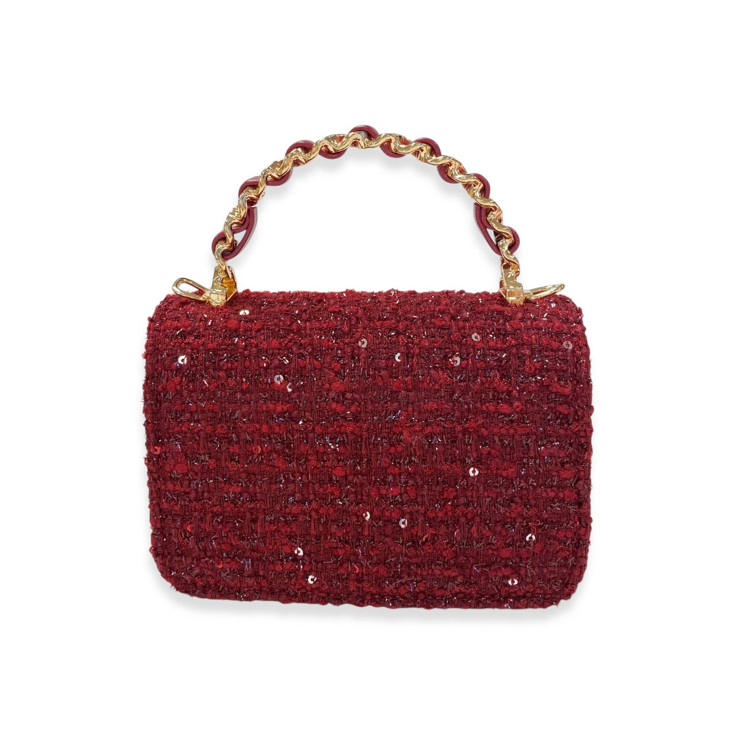 Burgundy Tweed & Sequins Purse