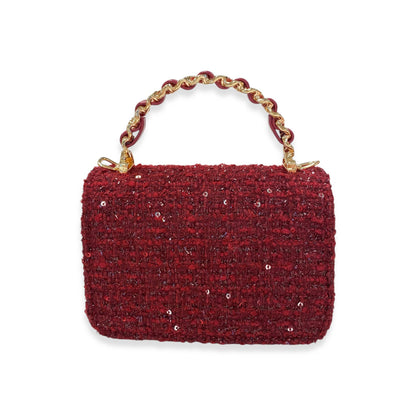 Burgundy Tweed & Sequins Purse