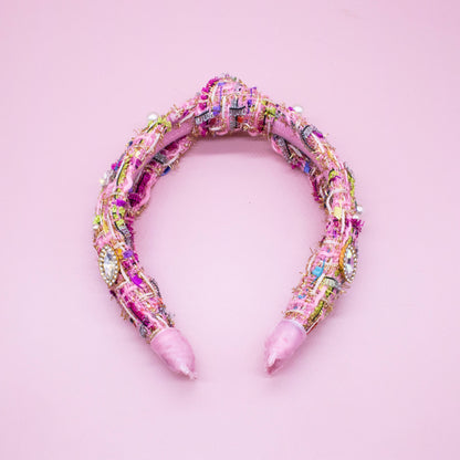 Pink Embellished Knot Headband