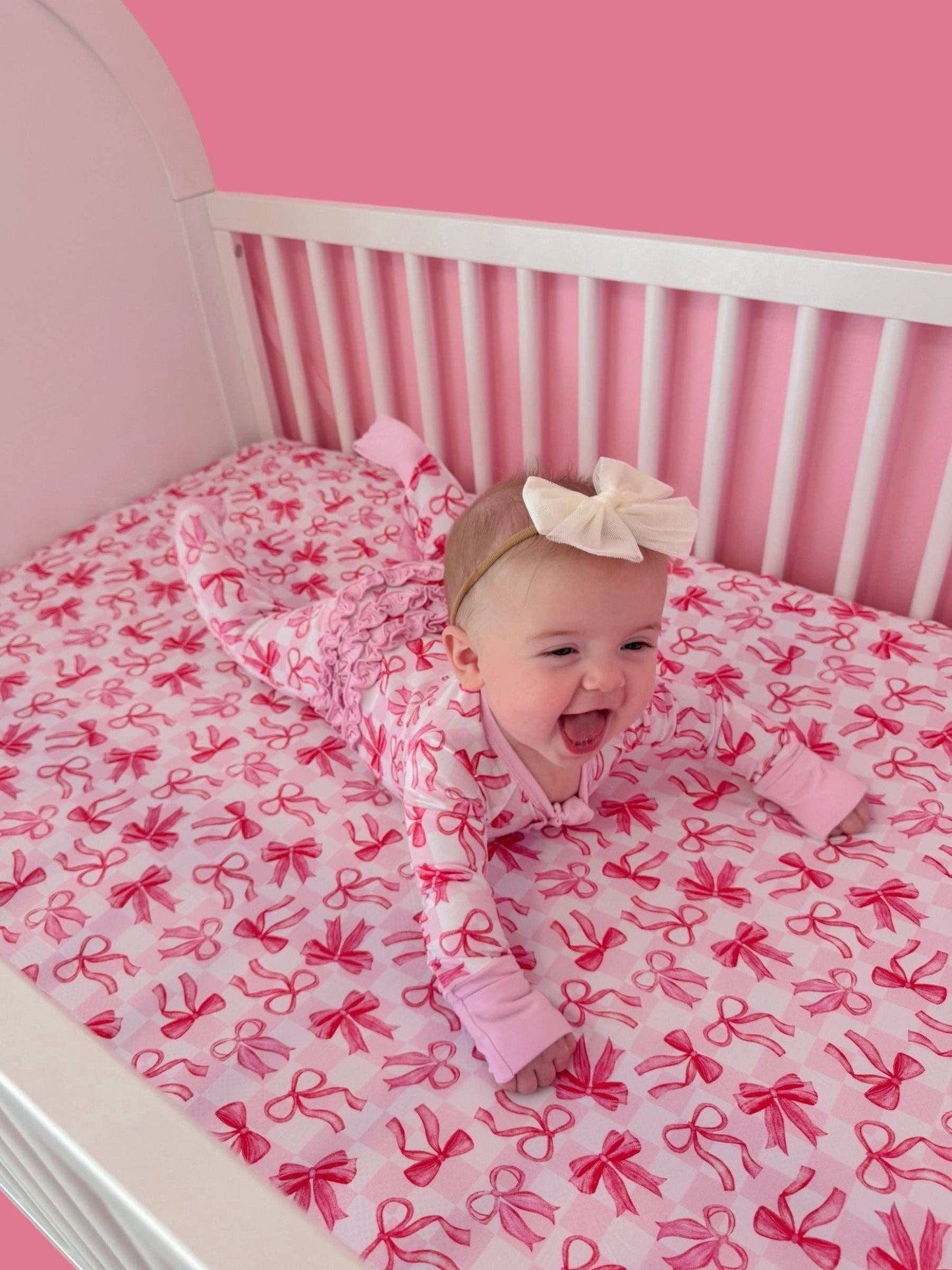 Bow Checkered Charm Dream Ruffle Romper