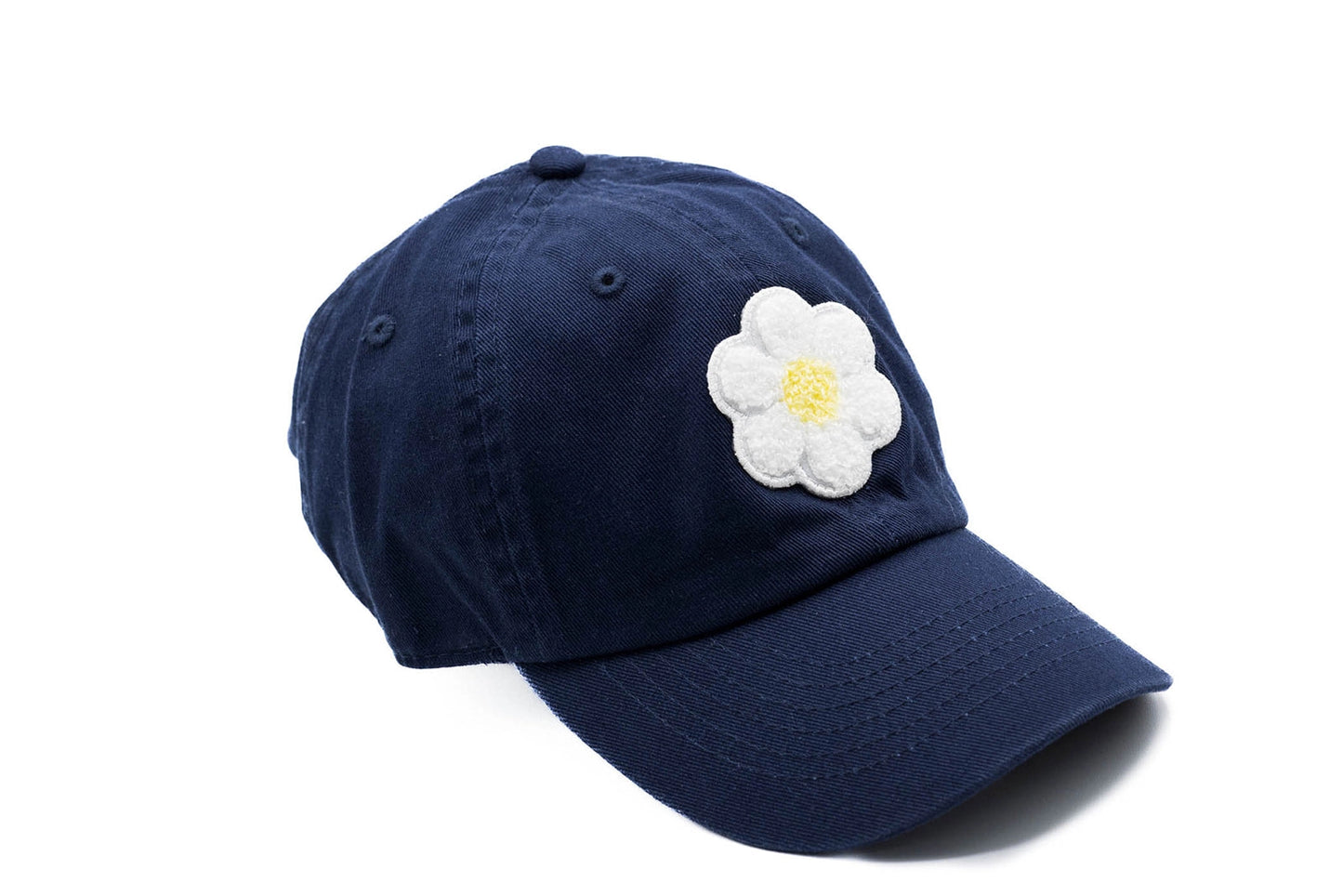 Navy Terry White Flower Hat - Baby