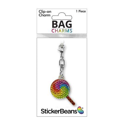 Rainbow Lollipop Rhinestone Bag Charm