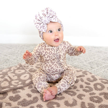 Amari Leopard Ruffle Bamboo Zip Romper