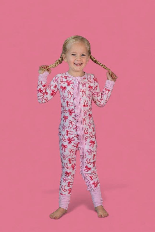 Bow Checkered Charm Dream Ruffle Romper