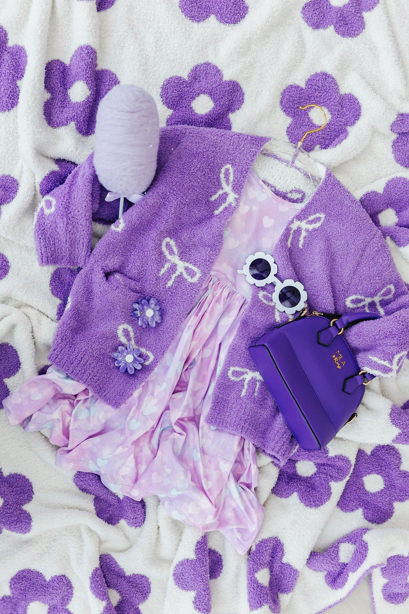 Lilac Bow Cozy Cardigan