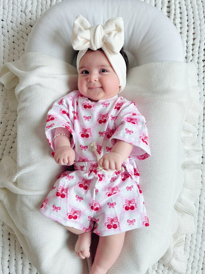 Checkered Cherry Shorts Set