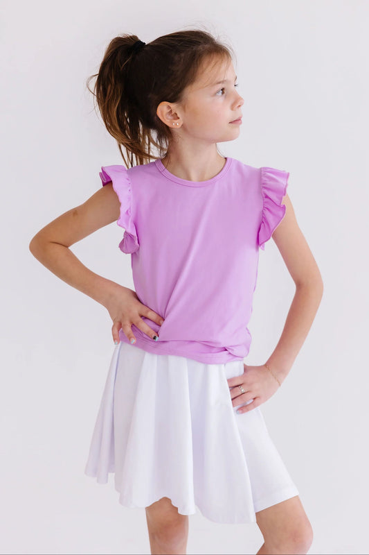 Bright Lilac S/S Ruffle Tee