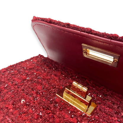 Burgundy Tweed & Sequins Purse