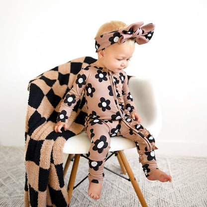 Coco Flowers Ruffle Bamboo Zip Romper