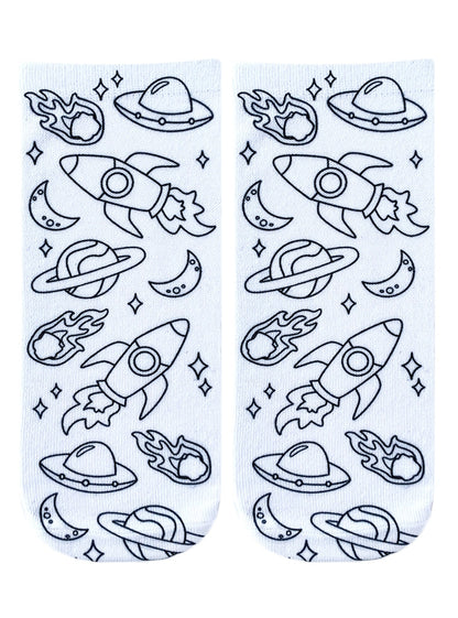 Blast Off Coloring Socks