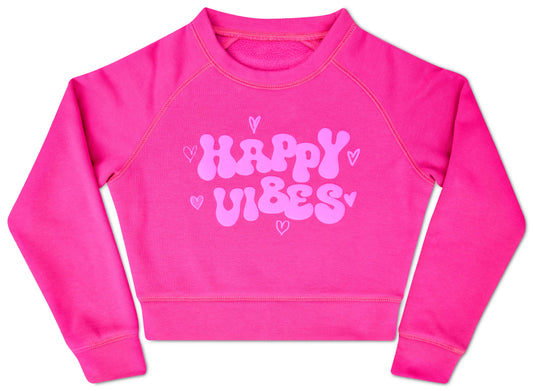 Happy Vibes Pretty Pink Crew Neck Sweatshirt