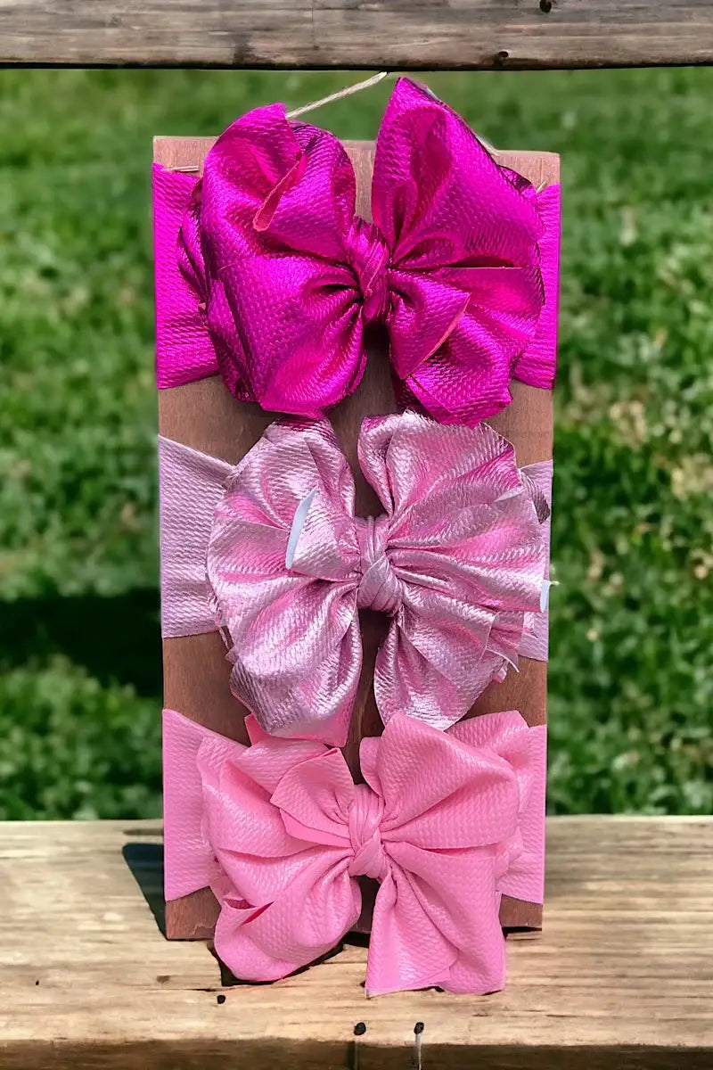 Metallic Pink Bow Headband