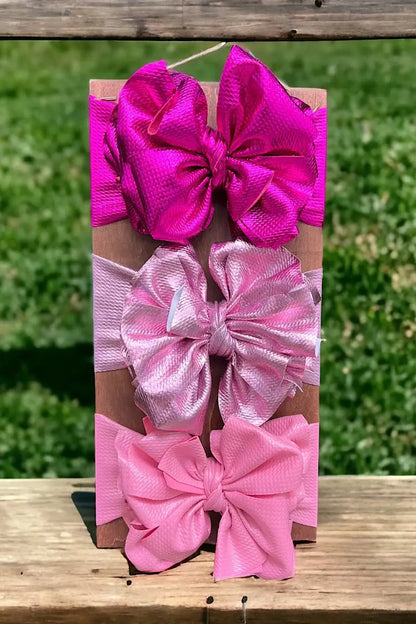 Metallic Pink Bow Headband