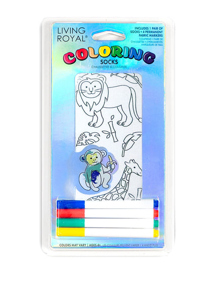 Zoo Animals Coloring Socks
