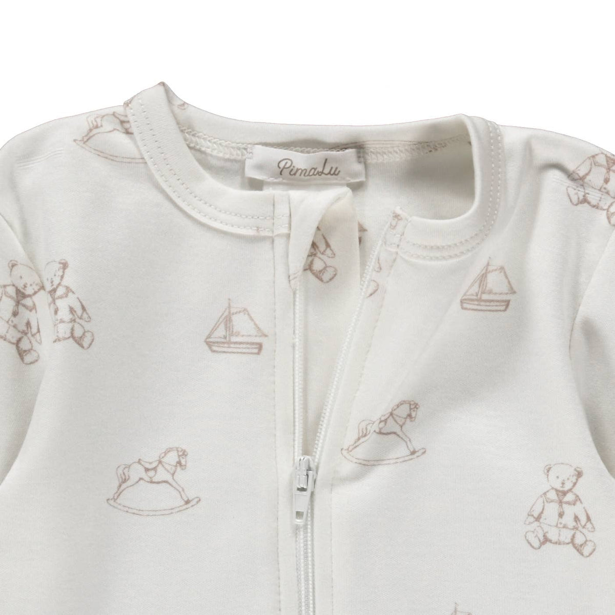 Antique Bear Cotton Zipper Footie