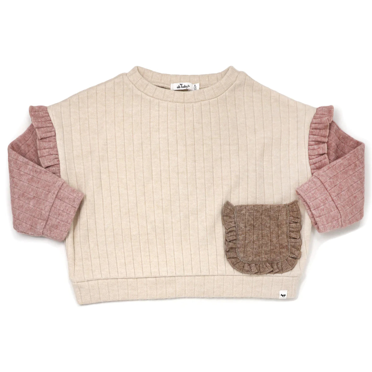 oh baby! Wide Rib Sweater Knit Millie Slouch in Vanilla Blush Combo