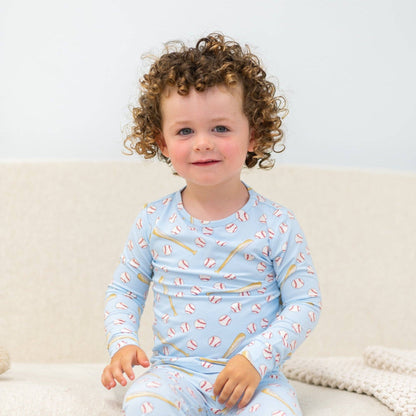 Little Slugger Blue Bamboo Pajama Set
