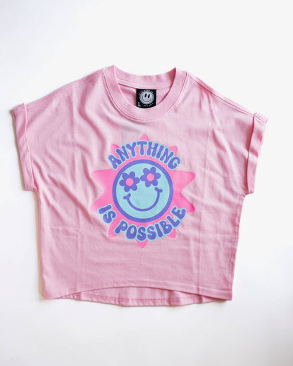 Anything is Possible Printed Tee in Bubble Gum