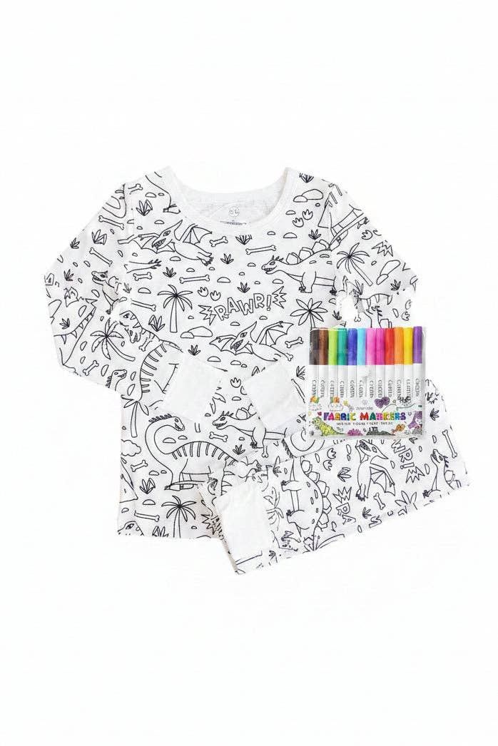 Jurassic Playground Colorable Bamboo Pajama Set