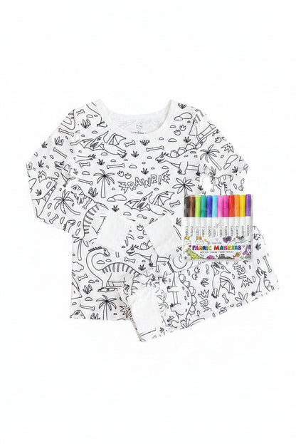 Jurassic Playground Colorable Bamboo Pajama Set