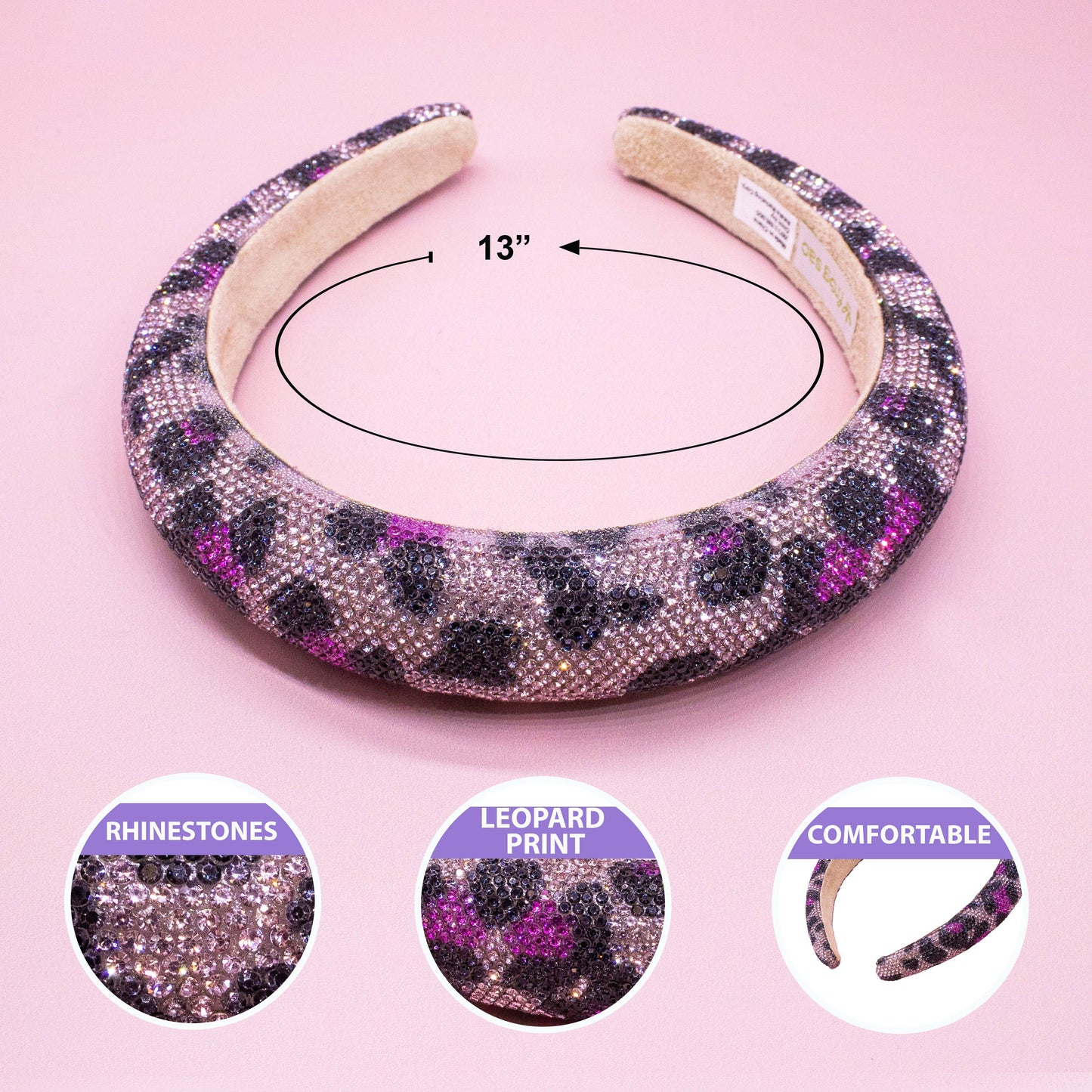 Crystal Magenta Leopard Headand
