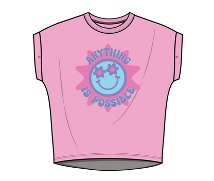 Anything is Possible Printed Tee in Bubble Gum