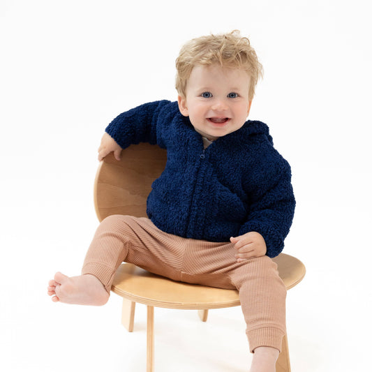Navy Chenille Hooded Jacket