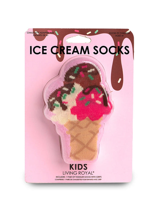 <p><span data-mce-fragment="1">These fun 3D shaped Ice Cream socks are the sweetest treat for your little! Pack comes with one pair of crew socks with nonslip grips on the bottom. </span></p> <p><span data-mce-fragment="1">Fits ages 4+.&nbsp;</span></p> <p><span data-mce-fragment="1">Machine washable.&nbsp;</span></p>