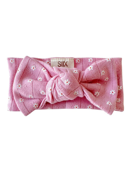 Pink Flower Organic Cotton Pointelle Headband