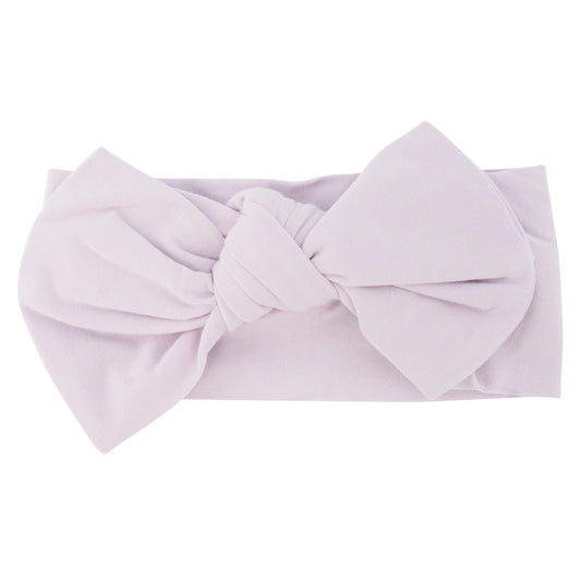 Soft Lavender Baby Bow. The cutest accessory for baby! Good for the earth and for your children. This bow fits just right.   Machine washable and dryable.  95% Viscose from Bamboo 5% Spandex.