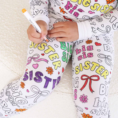 Colorable Big Sis Pajama Set