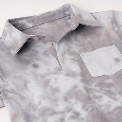 Grey Tie Dye Pocket Polo