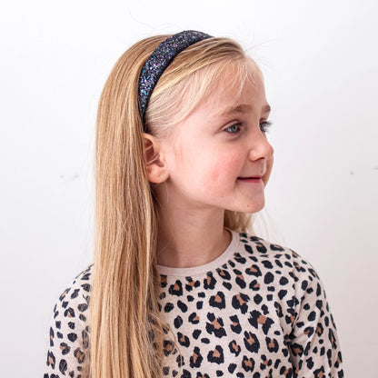 Black Glitter Tapered Headband