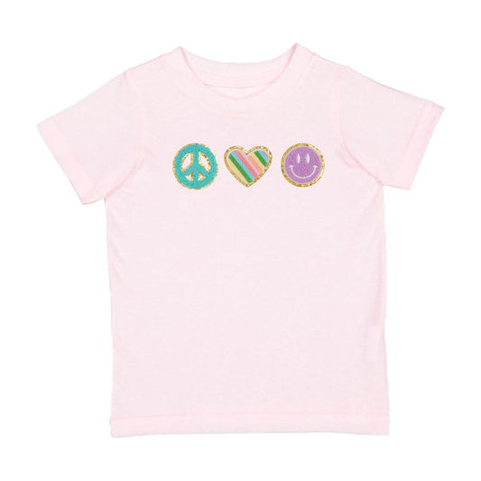 Peace Love Smile Patch Short Sleeve T-Shirt