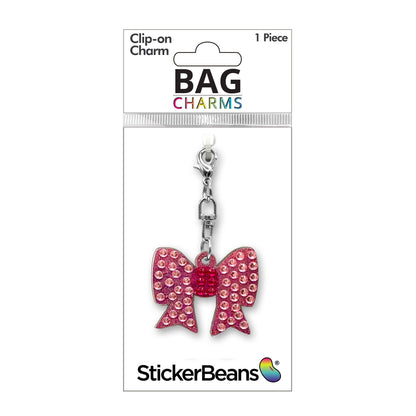 Pink Bow Rhinestone Bag Charm