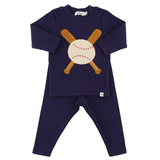 Terry Baseball L/S Set in Navy