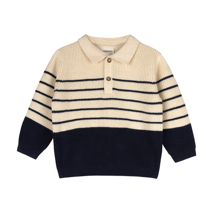 Classic Stripe Polo Knit Pullover & Pant Set