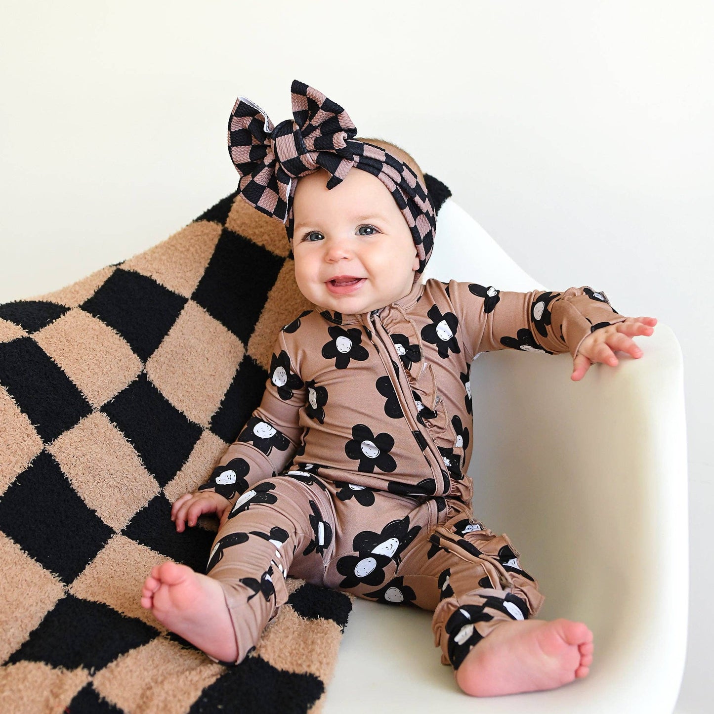 Coco Flowers Ruffle Bamboo Zip Romper