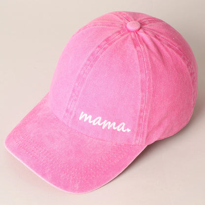Pink Embroidered 'Mama' Hat