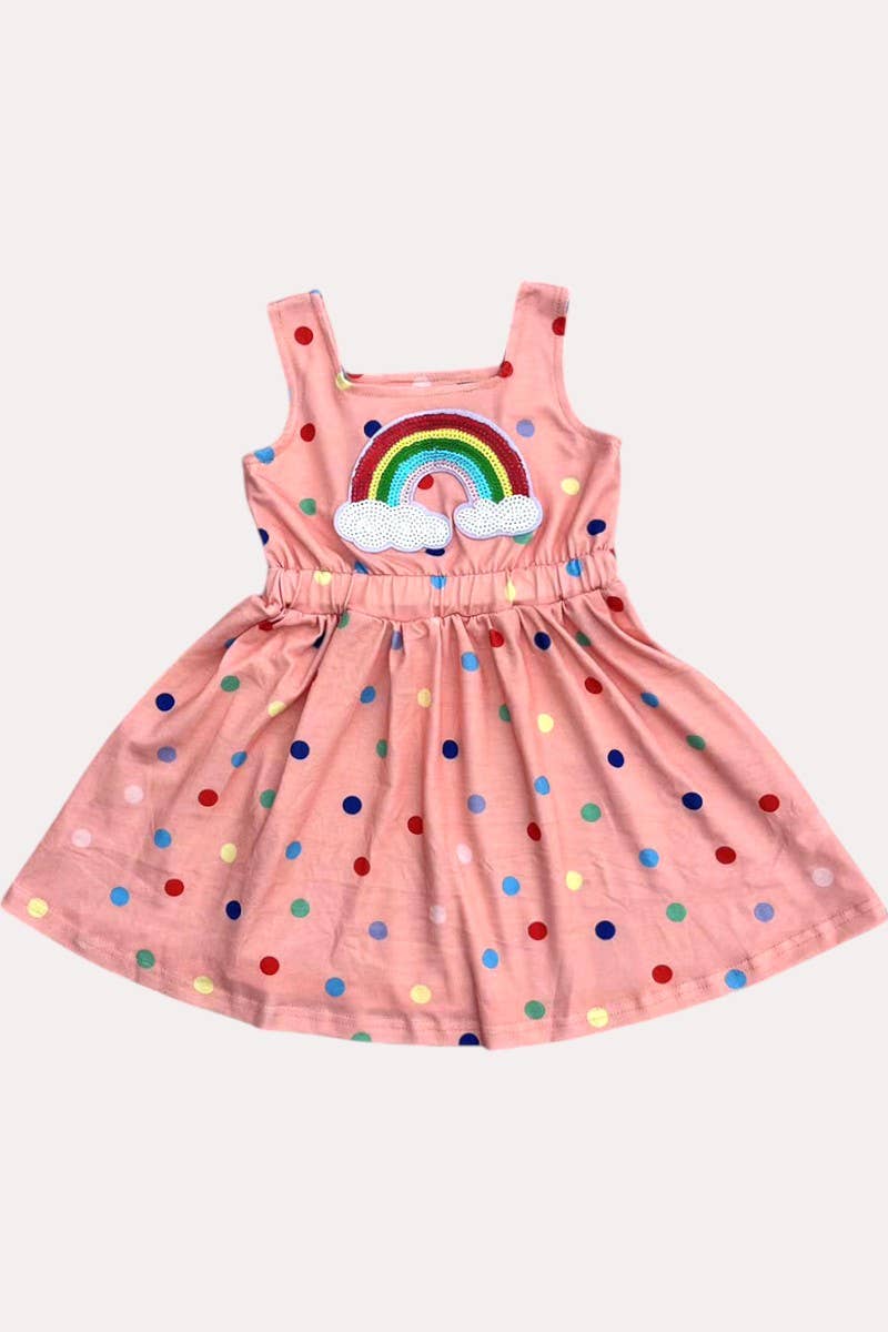 Sequin Rainbow Pink Polka Dot Dress